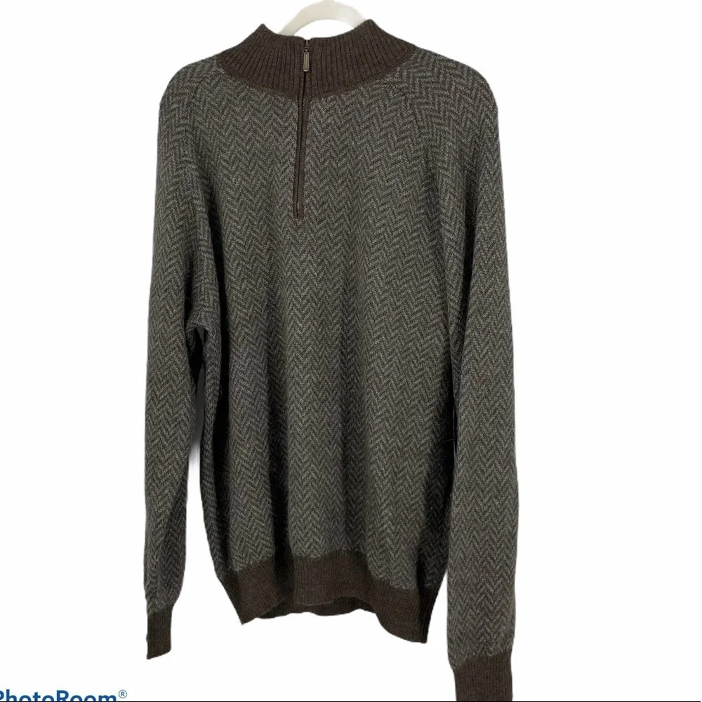 Peruvian Connection wool men’s sweater 1/4 zip Xxl